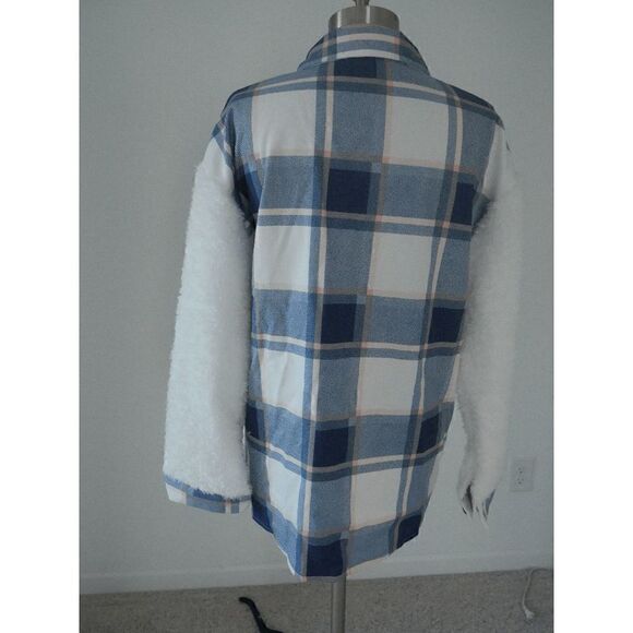 Pantalon | Blue & White Patchwork Fleece Jacket S - Picture 5 of 7